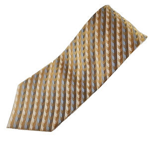 Stanley Blacker Gold and Blue Striped Silk Necktie - Like New